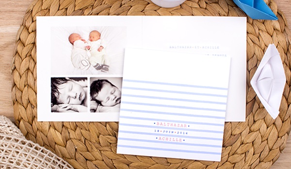 faire part jumeaux marinière