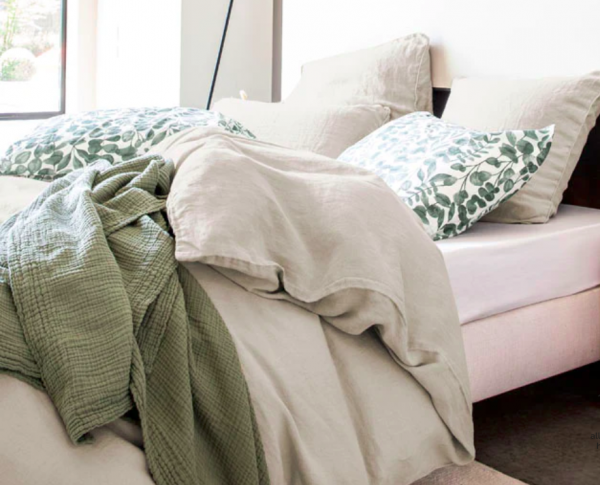 Linge de lit bio responsable Blanc cerise